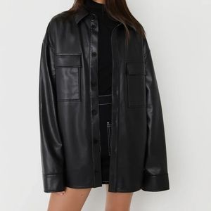 Oak + Fort Vegan leather shirt jacket
